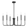 6-Light Chandelier Black Modern Chandelier Adjustable Height for Ceilings