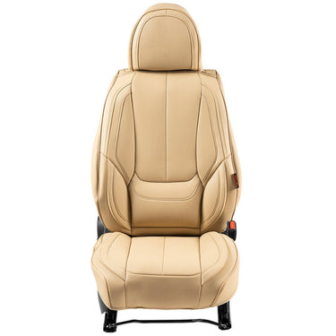 Seat Covers, Universal Car Seat Covers Front Seats, 6pcs Faux Leather Seat Cover, Full Enclosed Design, Detachable Headrest and Airbag Compatible, for Most Cars SUVs and Trucks Beige