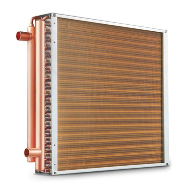 Heat Exchanger Water to Air, 20"x 20" with 3-Row 3/8" Copper Ports, 242 Aluminum Fins Heat Exchanger for Outdoor Wood Furnaces, Residential Heating and Cooling, and Forced Air Heating