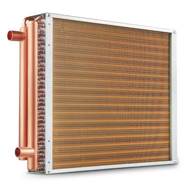 Heat Exchanger Water to Air, 18"x 20" with 3-Row 3/8" Copper Ports, 242 Aluminum Fins Heat Exchanger for Outdoor Wood Furnaces, Residential Heating and Cooling, and Forced Air Heating