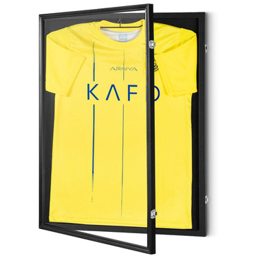2PCs Jersey Display Frame Case, 23.3x31.2x1.5 in, Large Lockable Sport Jersey Shadow Box with 98% UV Protection PC Glass and Hangers, for Baseball Basketball Football Hockey Shirt and Uniform