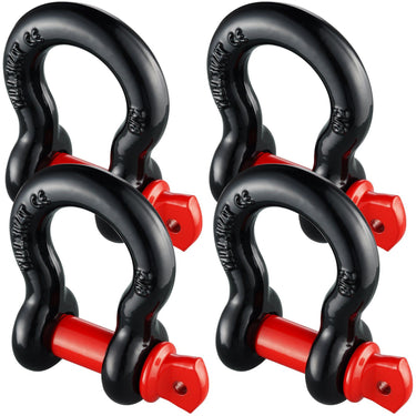 5/8" D-Ring Shackle, 4 Pack Alloy Steel Shackles 28660 lbs (13 Ton) Break Strength with 3/4" Screw Pin, Heavy Duty Off Road Vehicle Recovery Shackle, Towing Accessories for Jeep Truck, Black