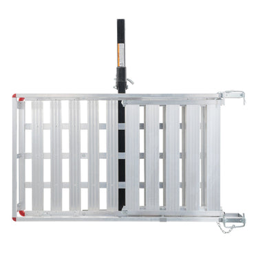 Hitch Mount Cargo Carrier, 45.3" x 25.6" Aluminum Hitch Cargo Rack with Folding Ramp, Hitch Rack Basket with Stabilizer and Straps, 500LBS Mobility Scooter Carrier Fit 2" Hitch Receiver