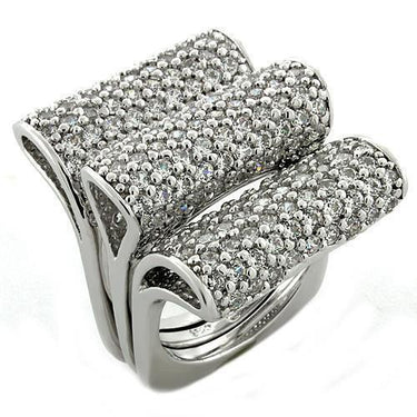 LOAS1047 - Rhodium 925 Sterling Silver Ring with AAA Grade CZ in Clear
