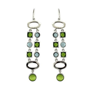 LOAS1334 - Rhodium 925 Sterling Silver Earrings with AAA Grade CZ in Peridot