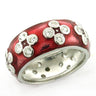 LOAS728 - Rhodium 925 Sterling Silver Ring with Epoxy in Rose