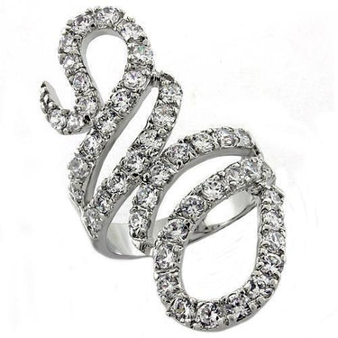 LOA1014 - Rhodium Brass Ring with AAA Grade CZ in Clear