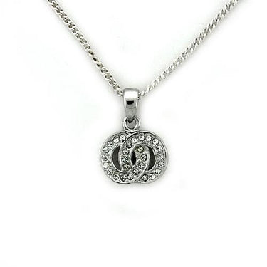 LOA1163 - Rhodium Brass Chain Pendant with Top Grade Crystal in Clear