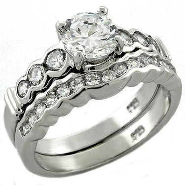 LOAS1023 - Rhodium 925 Sterling Silver Ring with AAA Grade CZ in Clear