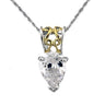 LOAS783 - Reverse Two-Tone 925 Sterling Silver Chain Pendant with AAA Grade CZ in Clear