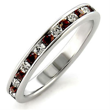 LOA508 - High-Polished 925 Sterling Silver Ring with Top Grade Crystal in Garnet