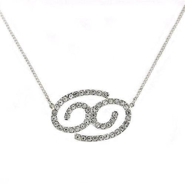 SNK12 - Silver Brass Chain Pendant with Top Grade Crystal in Clear