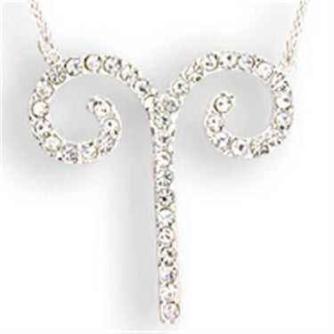 SNK08 - Silver Brass Chain Pendant with Top Grade Crystal in Clear