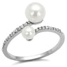 3W1236 - Rhodium Brass Ring with Synthetic Pearl in White