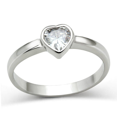 3W107 - Rhodium Brass Ring with AAA Grade CZ in Clear