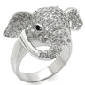 0W280 - Rhodium Brass Ring with Top Grade Crystal in Jet