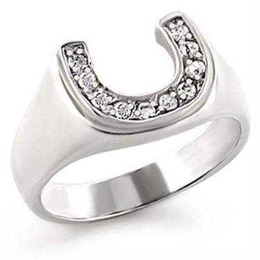 30314 - High-Polished 925 Sterling Silver Ring with AAA Grade CZ in Clear