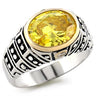 31419 - Reverse Two-Tone 925 Sterling Silver Ring with AAA Grade CZ in Topaz