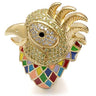1W087 - Gold Brass Ring with AAA Grade CZ in Multi Color