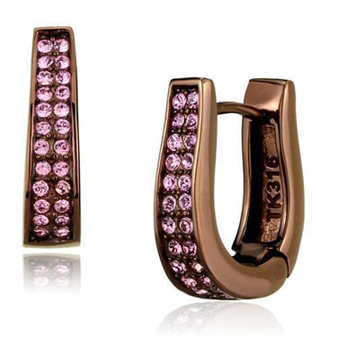 TK2537 - IP Coffee light Stainless Steel Earrings with Top Grade Crystal in Light Rose
