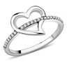 DA164 - High polished (no plating) Stainless Steel Ring with AAA Grade CZ in Clear