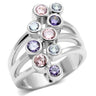3W290 - Rhodium Brass Ring with AAA Grade CZ in Multi Color