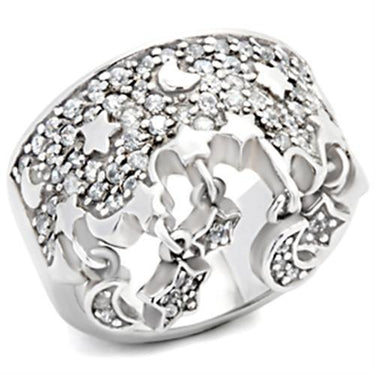 8X015 - Rhodium 925 Sterling Silver Ring with AAA Grade CZ in Clear