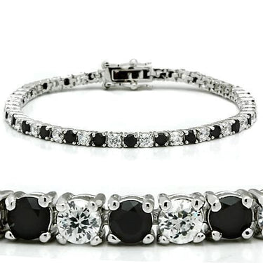 46903 - Rhodium Brass Bracelet with AAA Grade CZ in Black Diamond