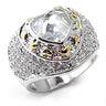 7X066 - Reverse Two-Tone Brass Ring with AAA Grade CZ in Clear