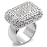 7X099 - Rhodium Brass Ring with AAA Grade CZ in Clear