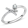 DA145 - High polished (no plating) Stainless Steel Ring with AAA Grade CZ in Clear