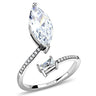 DA129 - High polished (no plating) Stainless Steel Ring with AAA Grade CZ in Clear