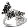 3W214 - Rhodium Brass Ring with AAA Grade CZ in Clear