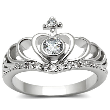 3W229 - Rhodium Brass Ring with AAA Grade CZ in Clear