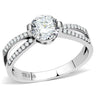 DA002 - High polished (no plating) Stainless Steel Ring with AAA Grade CZ in Clear