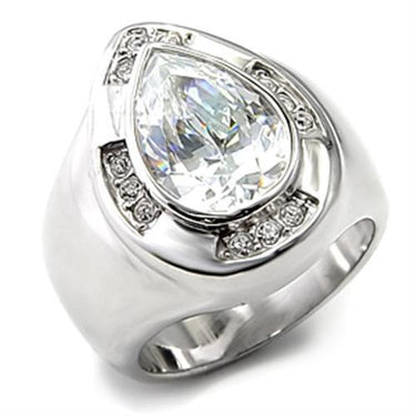 7X236 - Rhodium 925 Sterling Silver Ring with AAA Grade CZ in Clear