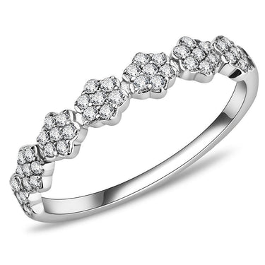 DA102 - High polished (no plating) Stainless Steel Ring with AAA Grade CZ in Clear