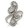 9W097 - Rhodium Brass Ring with AAA Grade CZ in Clear