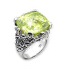 7X314 - Reverse Two-Tone 925 Sterling Silver Ring with AAA Grade CZ in Apple Green color