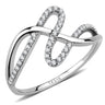 DA265 - High polished (no plating) Stainless Steel Ring with AAA Grade CZ in Clear