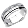 DA275 - High polished (no plating) Stainless Steel Ring with AAA Grade CZ in Clear
