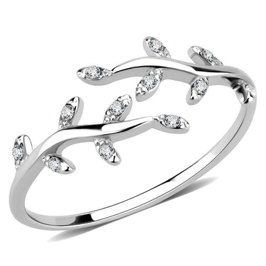 DA266 - High polished (no plating) Stainless Steel Ring with AAA Grade CZ in Clear
