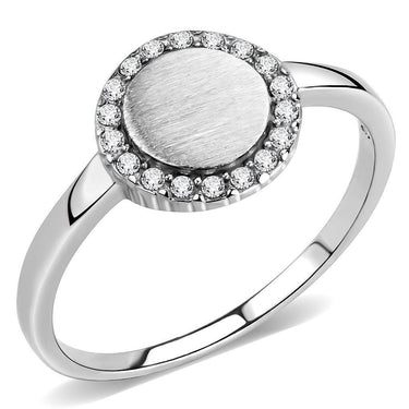 DA340 - No Plating Stainless Steel Ring with AAA Grade CZ in Clear