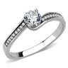 DA233 - High polished (no plating) Stainless Steel Ring with AAA Grade CZ in Clear