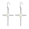 DA192 - High polished (no plating) Stainless Steel Earrings with Synthetic Pearl in White