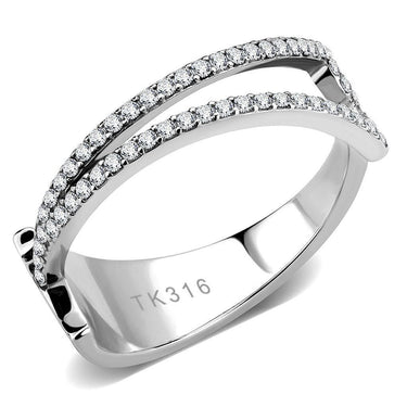 DA310 - No Plating Stainless Steel Ring with AAA Grade CZ in Clear