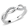 DA243 - High polished (no plating) Stainless Steel Ring with AAA Grade CZ in Clear