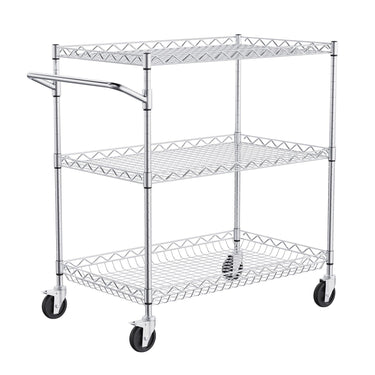 3-Tier Utility Cart Rolling Cart on Wheels 30"x18"x32.4" 661 LBS 6 Hooks