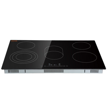 Built in Electric Stove Top, 30.3 x 20.5 inch 5 Burners, 240V Glass Radiant Cooktop with Sensor Touch Control, Timer & Child Lock Included, 9 Power Levels for Simmer Steam Slow Cook Fry
