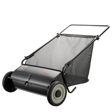 Push Lawn Sweeper, 26 Inch Leaf & Grass Collector, Strong Rubber Wheels & Heavy Duty Thickened Steel Durable to Use with Large Capacity 7 ft³ Mesh Collection Bag, 4 Spinning Brushes
